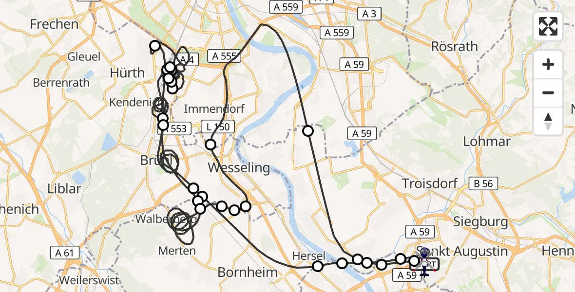 Flugroute Polizeihubschrauber Sankt Augustin - Sankt Augustin, 13 April 2026, 16:12