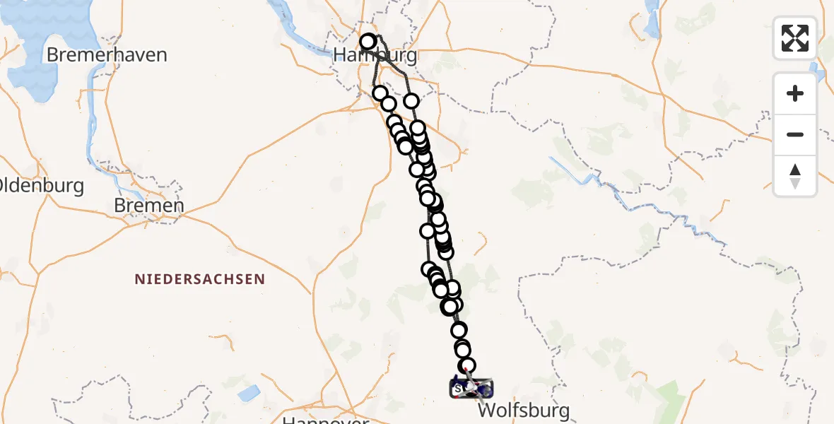 Flugroute Polizeihubschrauber Gifhorn Bundespolizei Hubschrauberlandeplatz - Gifhorn Bundespolizei Hubschrauberlandeplatz, 13 April 2026, 16:23