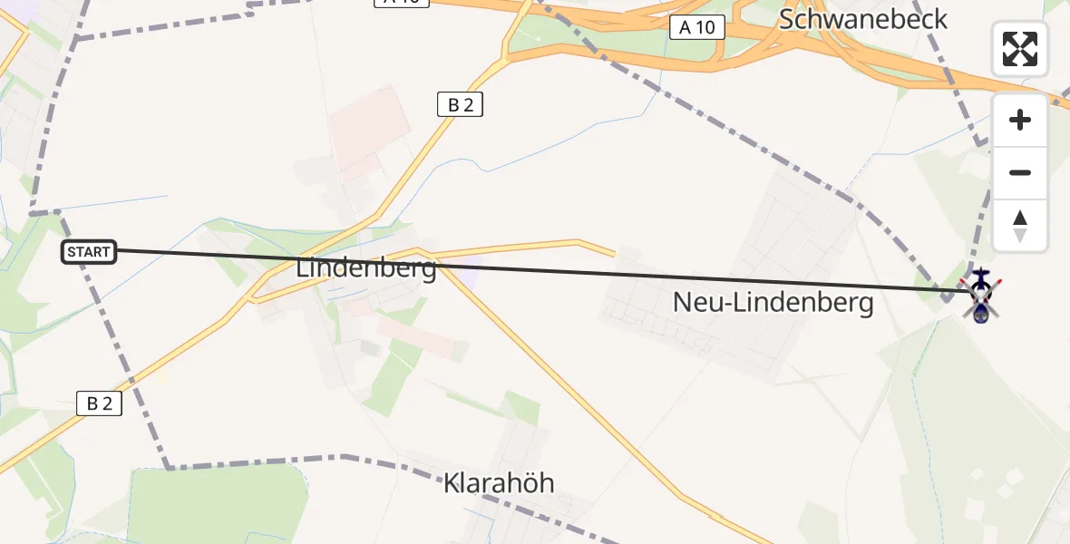 Flugroute Polizeihubschrauber Ahrensfelde - Ahrensfelde Hubschrauberlandeplatz, 13 April 2026, 16:29