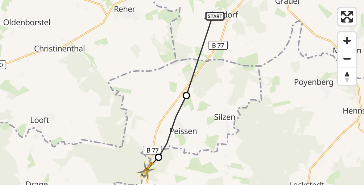 Flugroute Rettungshubschrauber Jahrsdorf - Hohenlockstedt, 13 April 2026, 16:55