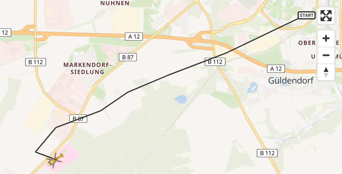 Flugroute Rettungshubschrauber Frankfurt (Oder) - Frankfurt (Oder), 13 April 2026, 16:56