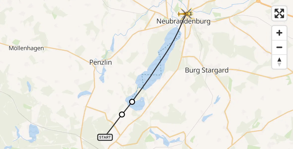Flugroute Rettungshubschrauber Blumenholz - Neubrandenburg, 13 April 2026, 17:03