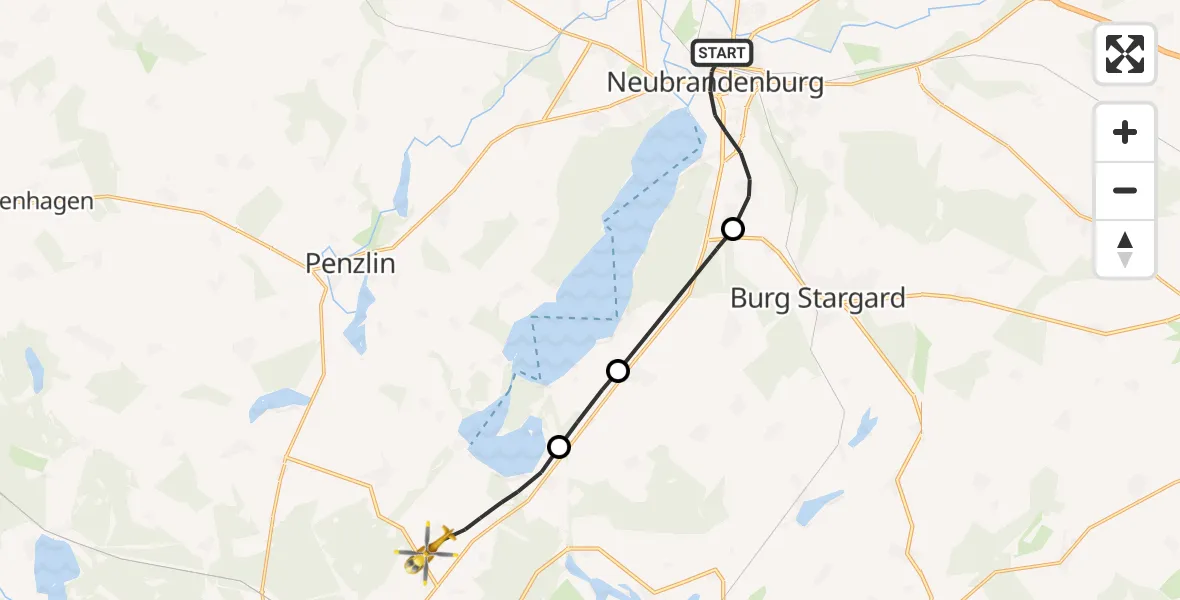 Flugroute Rettungshubschrauber Neubrandenburg - Blumenholz, 13 April 2026, 18:06