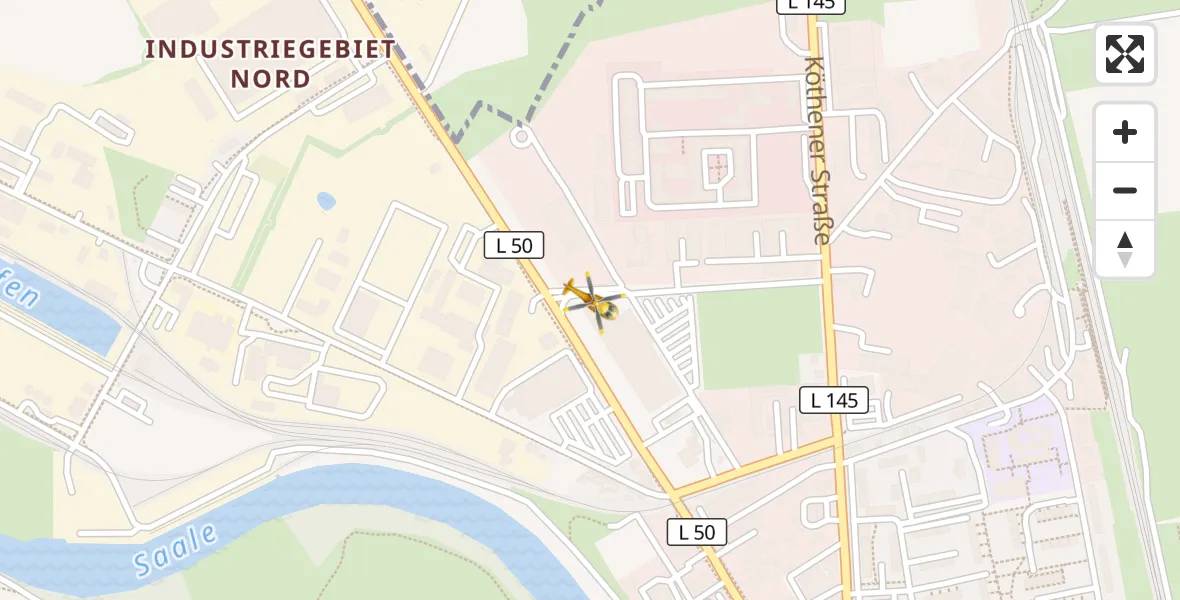 Flugroute Ambulanzhubschrauber Halle (Saale) - Halle (Saale), 13 April 2026, 19:25