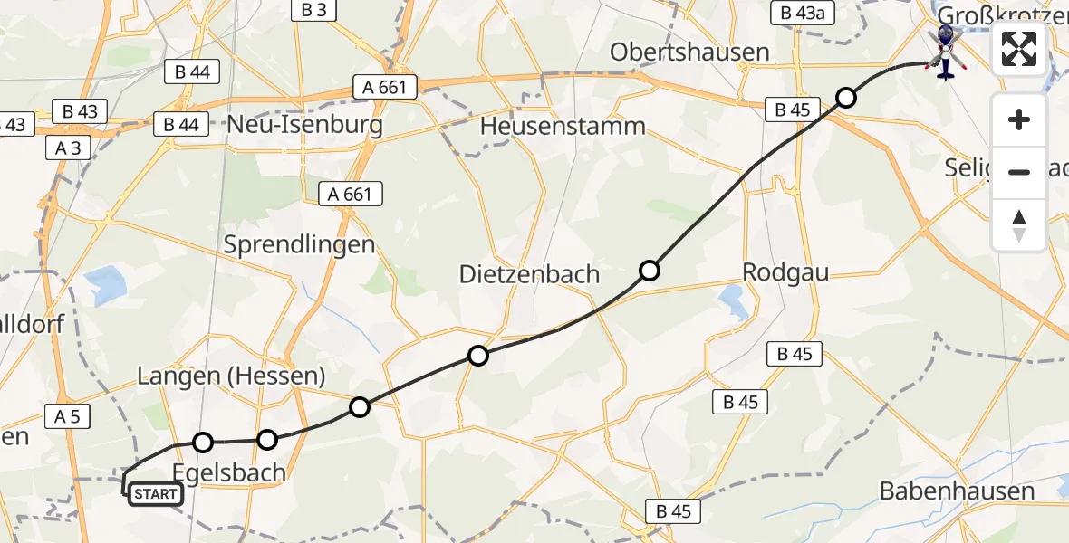 Flugroute Polizeihubschrauber Flughafen Frankfurt-Egelsbach - Hainburg, 13 April 2026, 20:29
