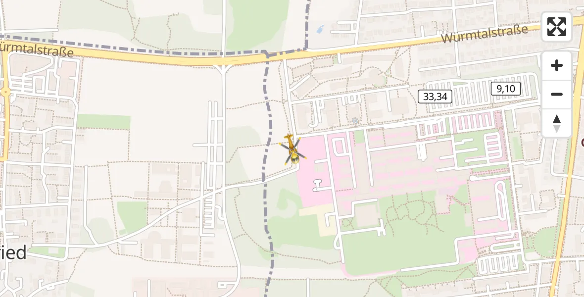 Flugroute Rettungshubschrauber DRF Air Rescue München Hubschrauberlandeplatz - DRF Air Rescue München Hubschrauberlandeplatz, 13 April 2026, 20:36