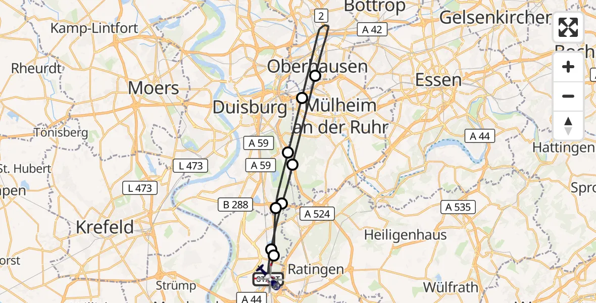 Flugroute Polizeihubschrauber Düsseldorf Flughafen - Düsseldorf Flughafen, 14 April 2026, 00:09