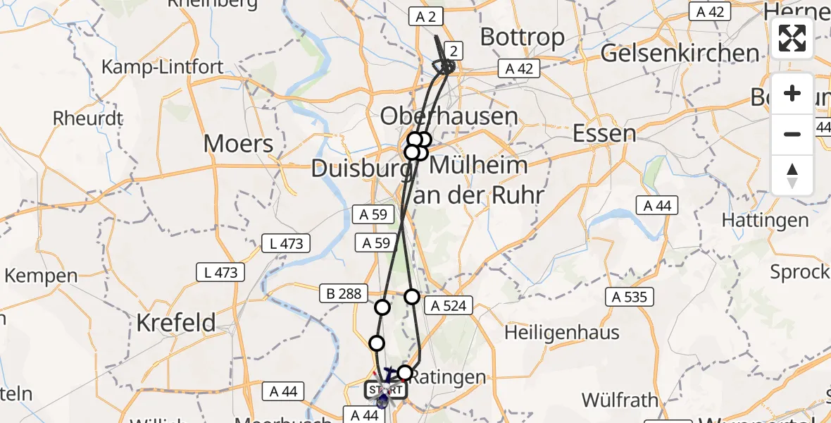 Flugroute Polizeihubschrauber Düsseldorf Flughafen - Düsseldorf Flughafen, 14 April 2026, 01:03