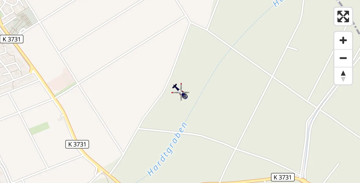 Flugroute Polizeihubschrauber Hügelsheim - Hügelsheim, 14 April 2026, 01:59