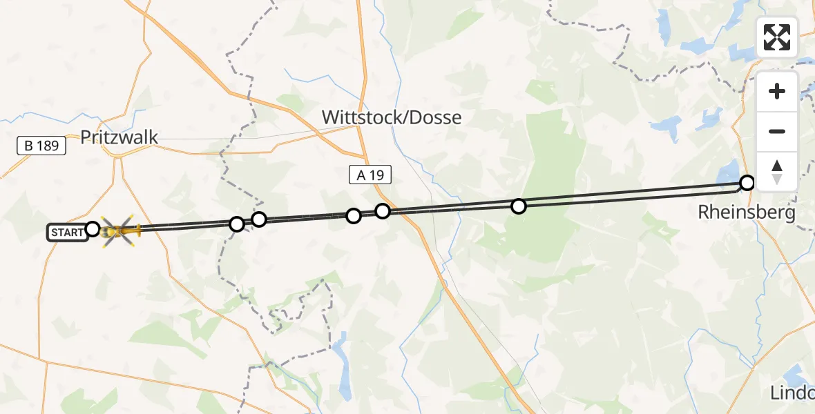 Flugroute Rettungshubschrauber Pritzwalk - Groß Pankow (Prignitz), 14 April 2026, 05:31
