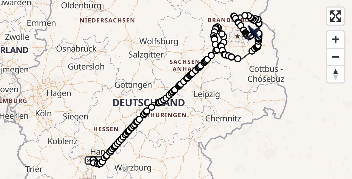 Flugroute Polizeiflugzeug Flughafen Frankfurt-Egelsbach - Strausberg, 14 April 2026, 06:35