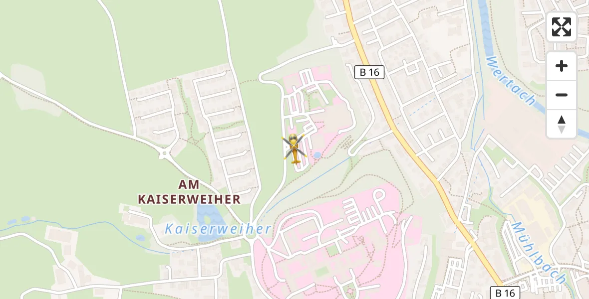 Flugroute Rettungshubschrauber Ostallgäu-Kaufbeuren Hospital - Ostallgäu-Kaufbeuren Hospital, 14 April 2026, 07:15