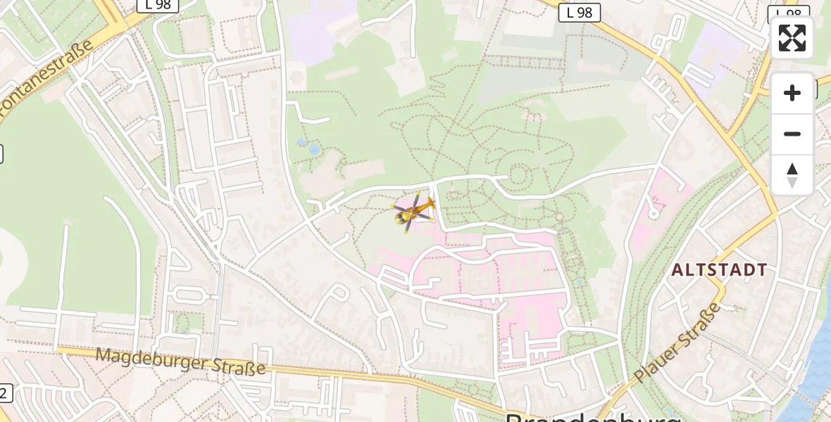 Flugroute Rettungshubschrauber Brandenburg an der Havel - Brandenburg an der Havel, 14 April 2026, 07:33