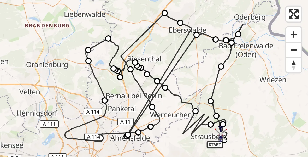 Flugroute Polizeihubschrauber Strausberg - Strausberg, 14 April 2026, 07:47