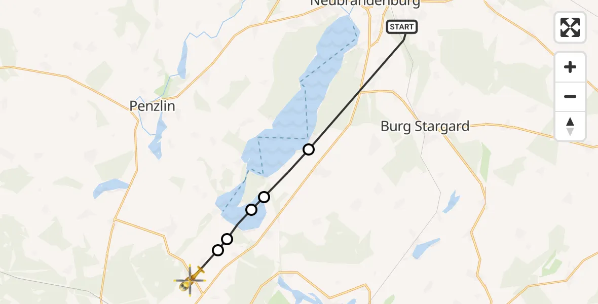 Flugroute Rettungshubschrauber Neubrandenburg - Blumenholz, 14 April 2026, 08:05