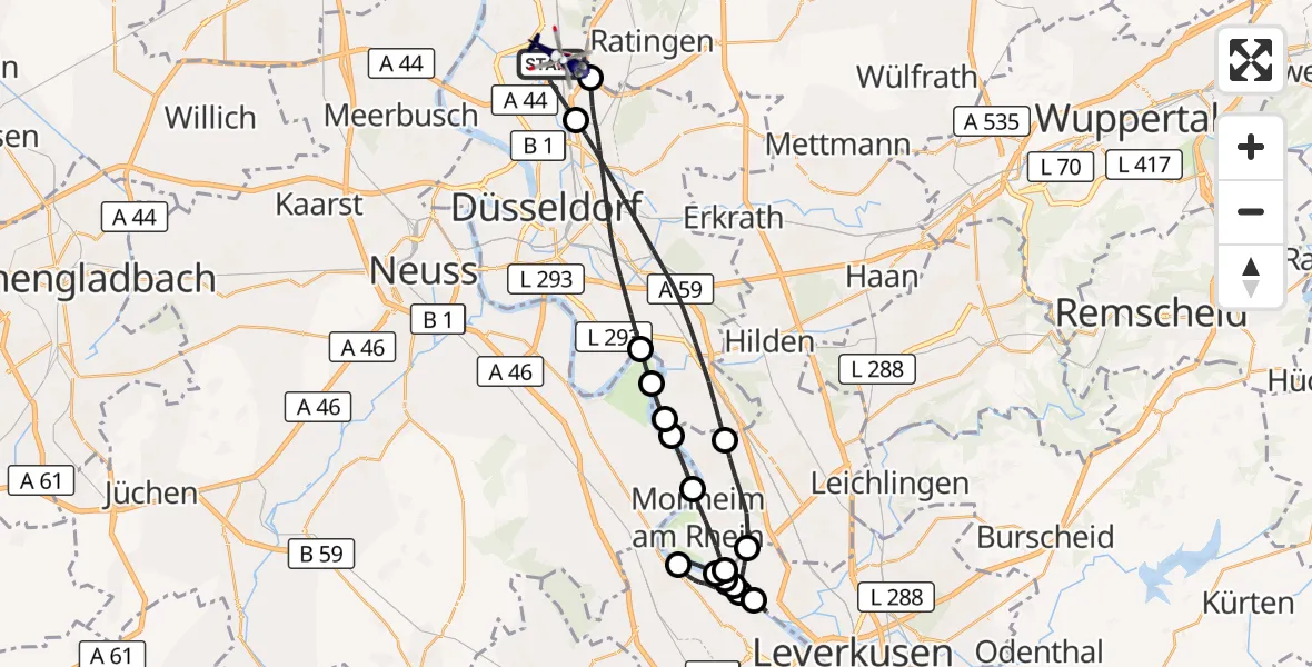 Flugroute Polizeihubschrauber Düsseldorf Flughafen - Düsseldorf Flughafen, 14 April 2026, 08:17