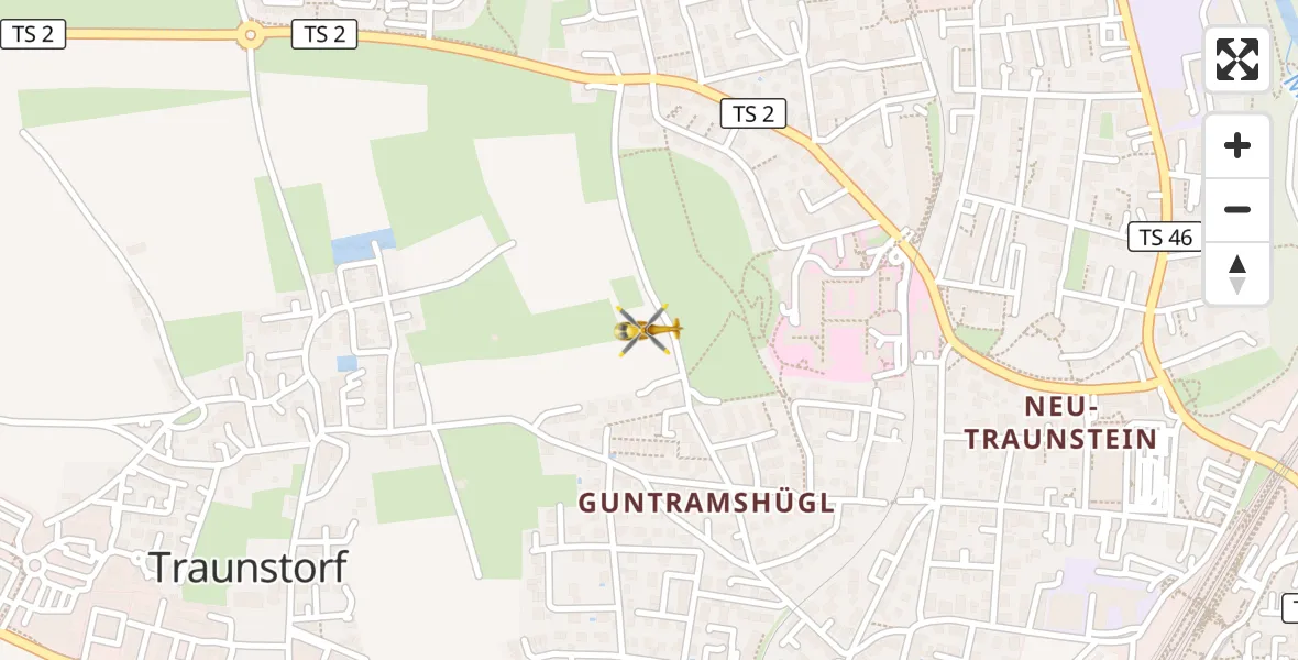 Flugroute Rettungshubschrauber Traunstein Hospital - Traunstein Hospital, 14 April 2026, 08:25