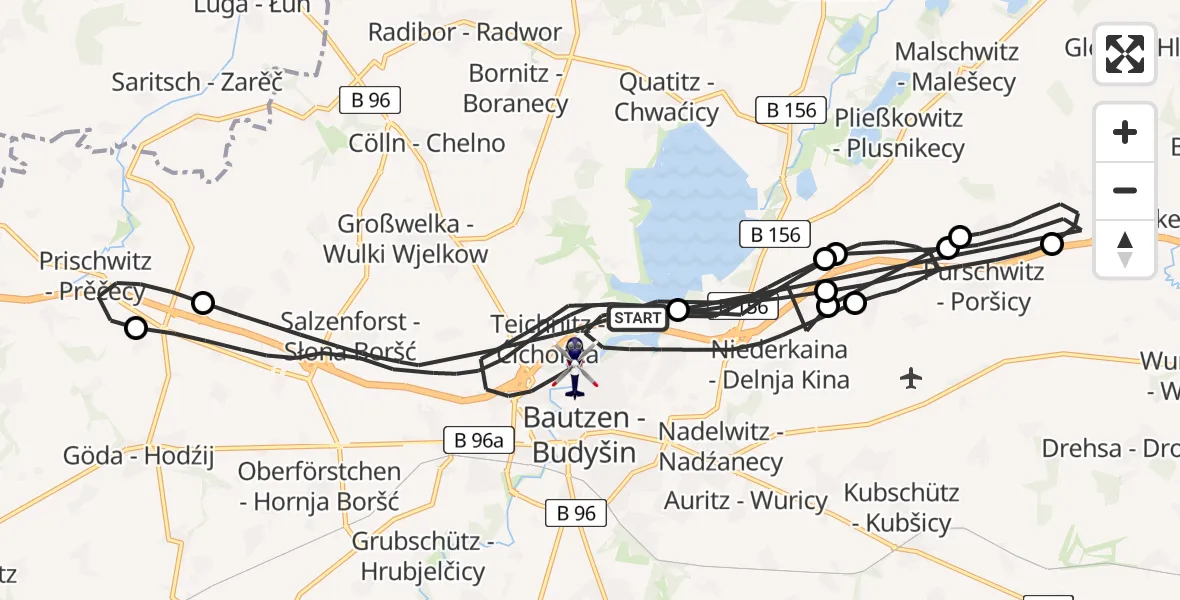 Flugroute Polizeihubschrauber Bautzen - Bautzen, 14 April 2026, 09:12