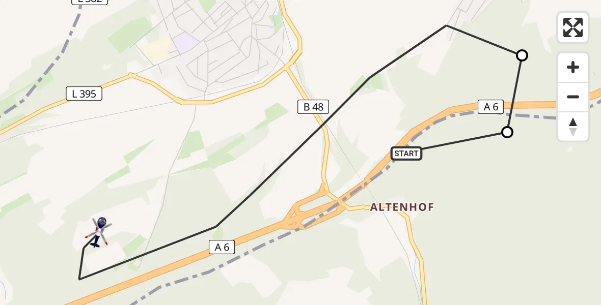 Flugroute Polizeihubschrauber Enkenbach-Alsenborn - Enkenbach-Alsenborn, 14 April 2026, 09:20