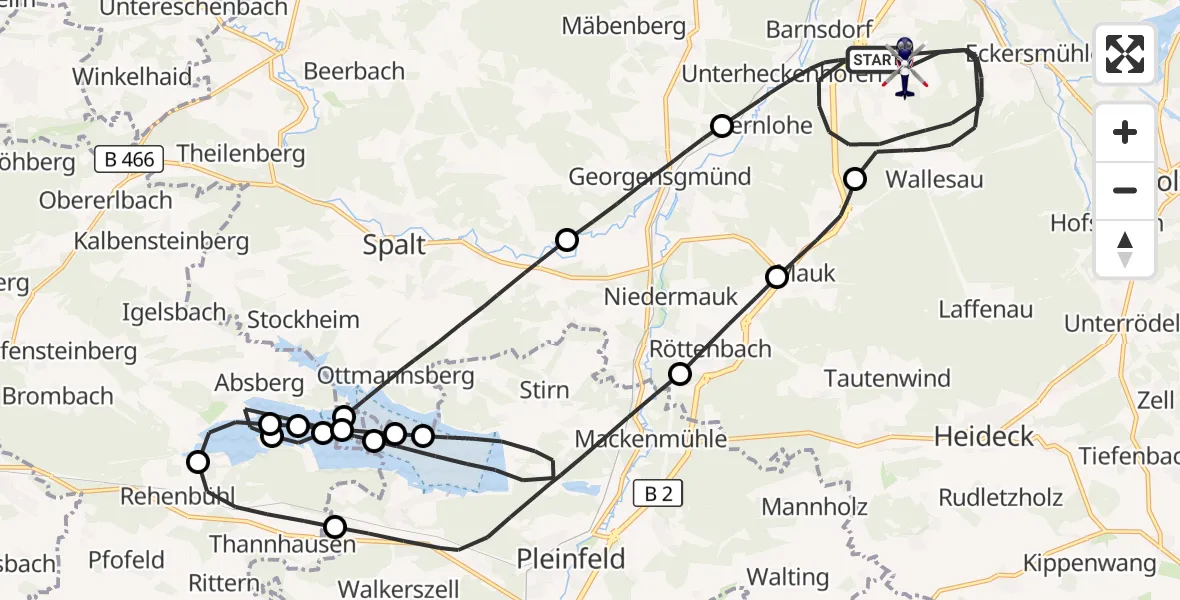 Flugroute Polizeihubschrauber Roth - Flugplatz Roth, 14 April 2026, 09:21