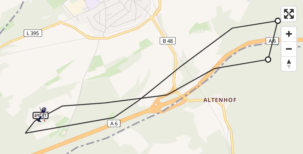 Flugroute Polizeihubschrauber Enkenbach-Alsenborn - Enkenbach-Alsenborn, 14 April 2026, 09:27