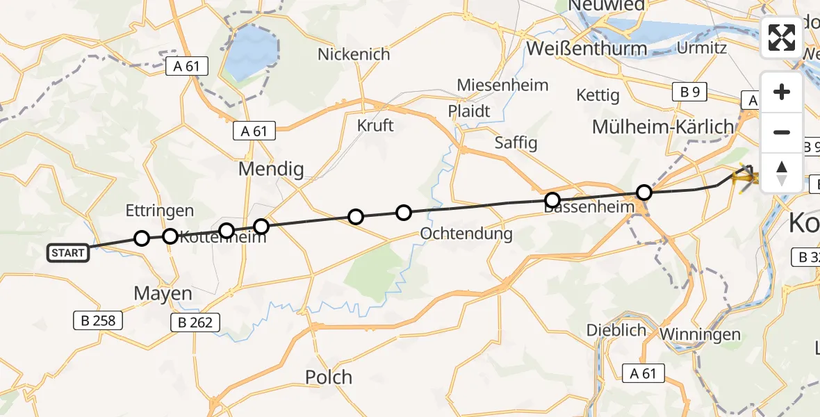 Flugroute Rettungshubschrauber Mayen - Koblenz, 14 April 2026, 09:29