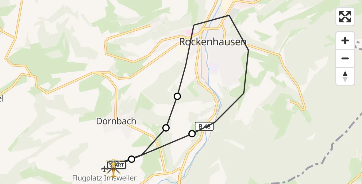 Flugroute Rettungshubschrauber Imsweiler UL - Imsweiler UL, 14 April 2026, 09:31