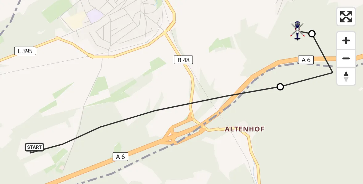 Flugroute Polizeihubschrauber Enkenbach-Alsenborn - Enkenbach-Alsenborn, 14 April 2026, 09:35