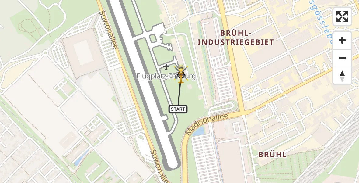 Flugroute Rettungshubschrauber Freiburg im Breisgau - Freiburg im Breisgau Flugplatz, 14 April 2026, 09:41