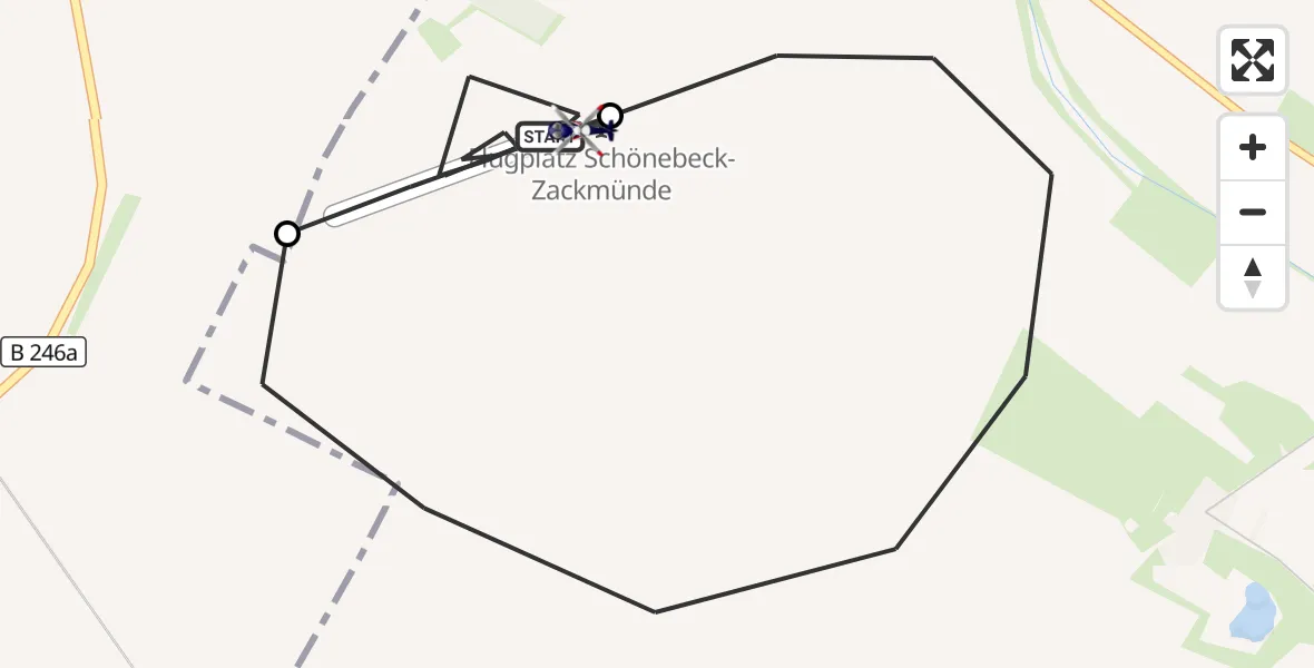 Flugroute Polizeihubschrauber Schönebeck-Zackmünde Flugplatz - Schönebeck-Zackmünde Flugplatz, 14 April 2026, 09:44