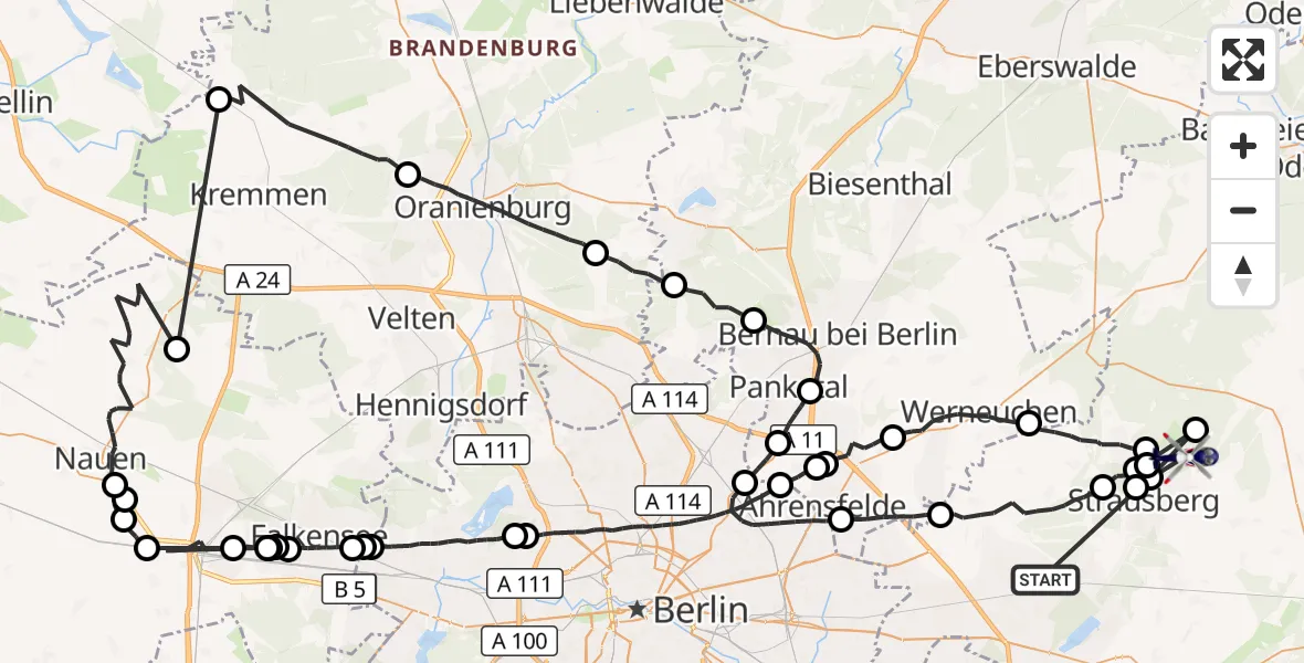 Flugroute Polizeihubschrauber Petershagen/Eggersdorf - Altlandsberg, 14 April 2026, 10:00