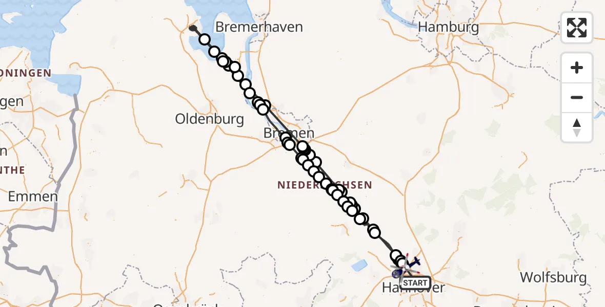 Flugroute Polizeihubschrauber Hannover - Flughafen Hannover, 14 April 2026, 10:04