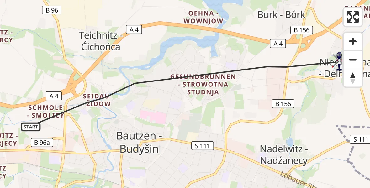 Flugroute Polizeihubschrauber Bautzen - Bautzen, 14 April 2026, 10:05