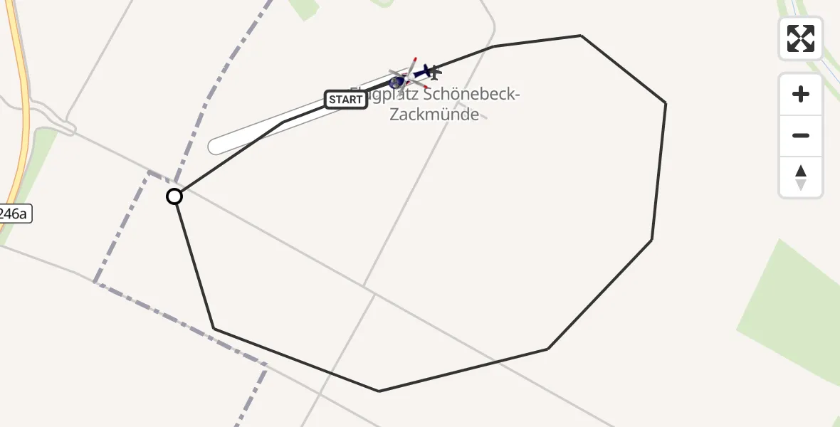 Flugroute Polizeihubschrauber Schönebeck-Zackmünde Flugplatz - Schönebeck-Zackmünde Flugplatz, 14 April 2026, 10:06