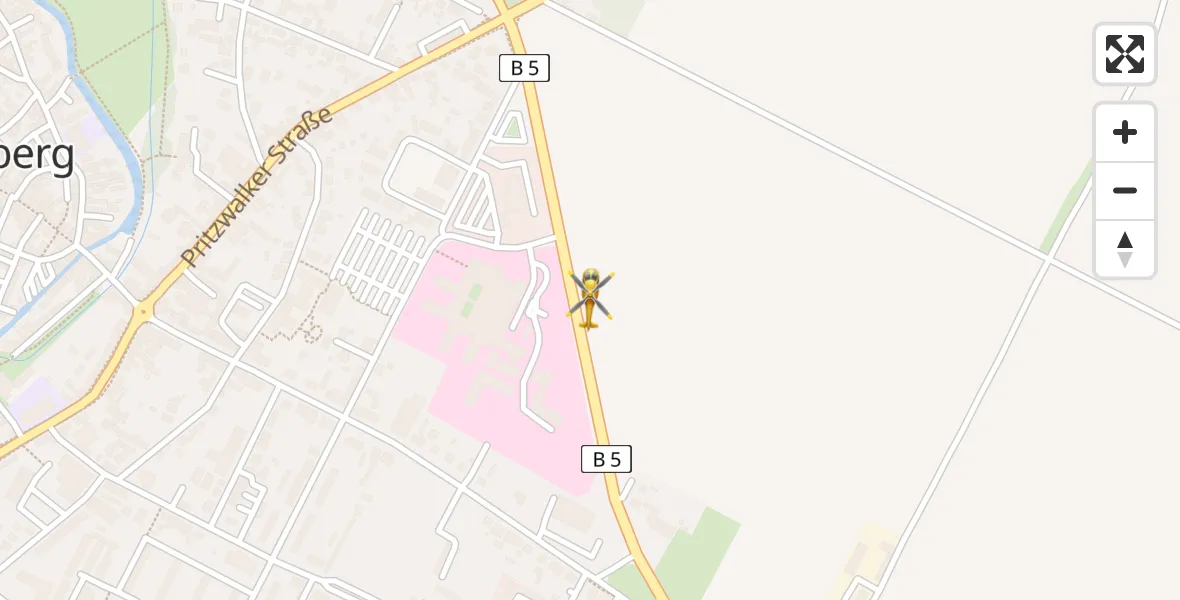 Flugroute Rettungshubschrauber Perleberg - Perleberg, 14 April 2026, 10:07