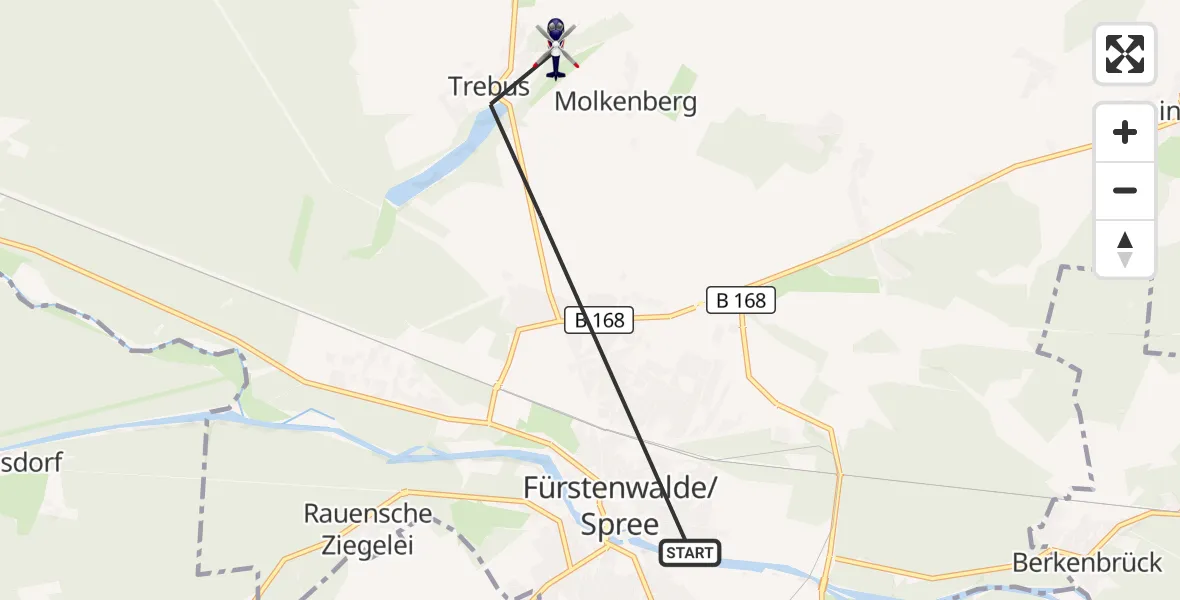 Flugroute Polizeihubschrauber Fürstenwalde/Spree - Fürstenwalde/Spree, 14 April 2026, 10:12