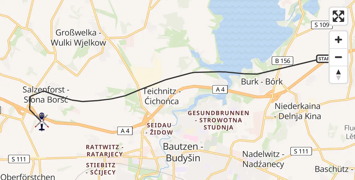 Flugroute Polizeihubschrauber Bautzen - Bautzen, 14 April 2026, 10:15