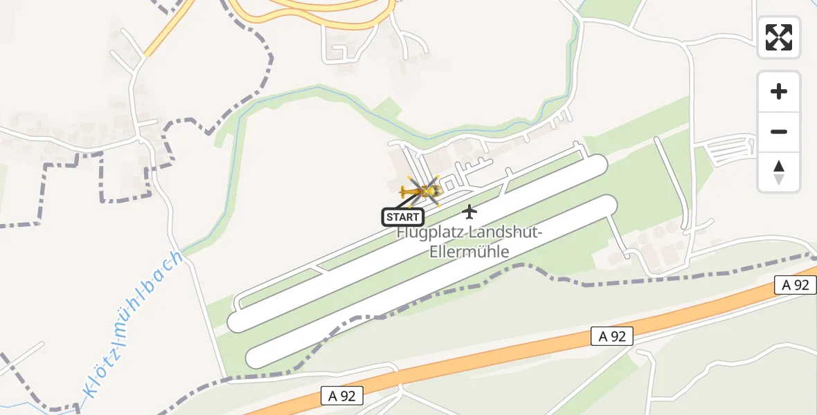 Flugroute Rettungshubschrauber Landshut Flugplatz - Landshut Flugplatz, 14 April 2026, 10:19