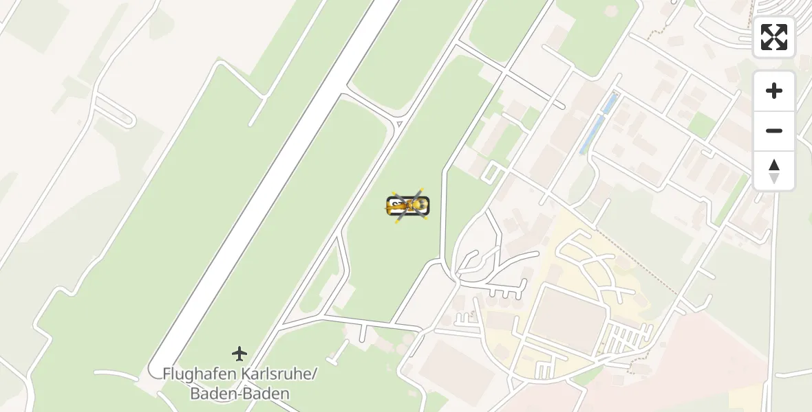 Flugroute Rettungshubschrauber Karlsruhe Baden-Baden Flughafen - Karlsruhe Baden-Baden Flughafen, 14 April 2026, 10:19