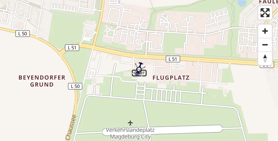 Flugroute Polizeihubschrauber Magdeburg City Flugplatz - Magdeburg, 14 April 2026, 10:26