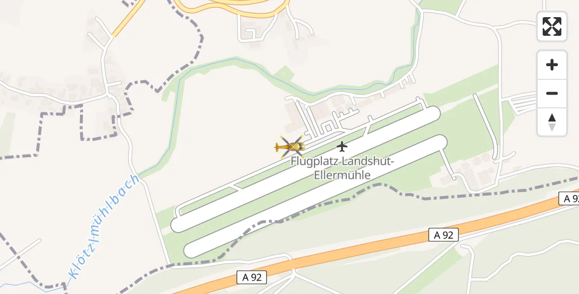 Flugroute Rettungshubschrauber Landshut Flugplatz - Landshut Flugplatz, 14 April 2026, 10:28