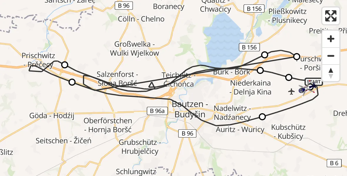 Flugroute Polizeihubschrauber Bautzen Flugplatz - Bautzen Flugplatz, 14 April 2026, 11:05