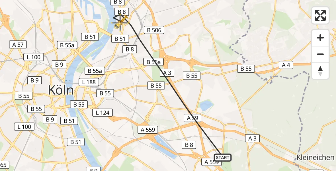 Flugroute Ambulanzhubschrauber Köln - Köln, 14 April 2026, 11:21