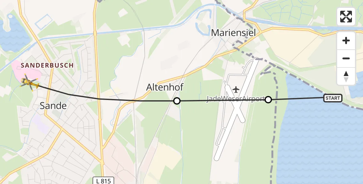 Flugroute Rettungshubschrauber Wilhelmshaven - Sande, 14 April 2026, 11:21