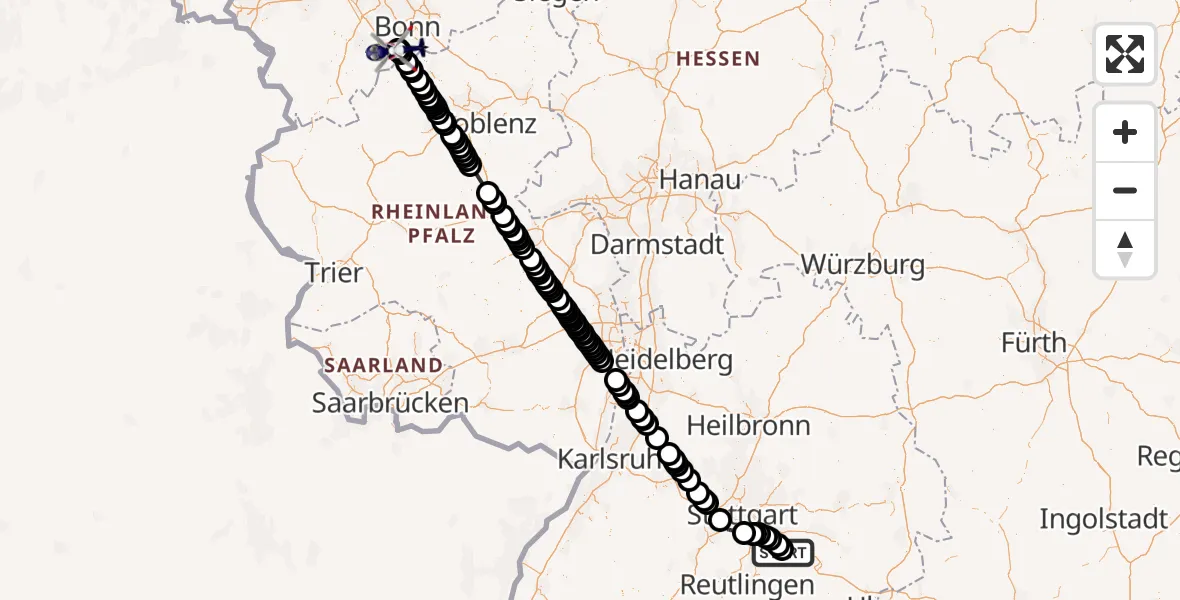 Flugroute Polizeihubschrauber Hahnweide Flugplatz - Meckenheim, 14 April 2026, 11:40