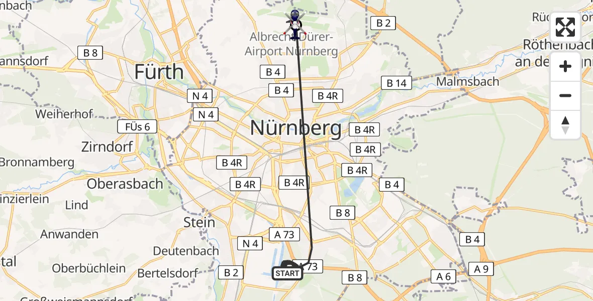 Flugroute Polizeihubschrauber Nürnberg - Flughafen Nuremberg, 14 April 2026, 12:16