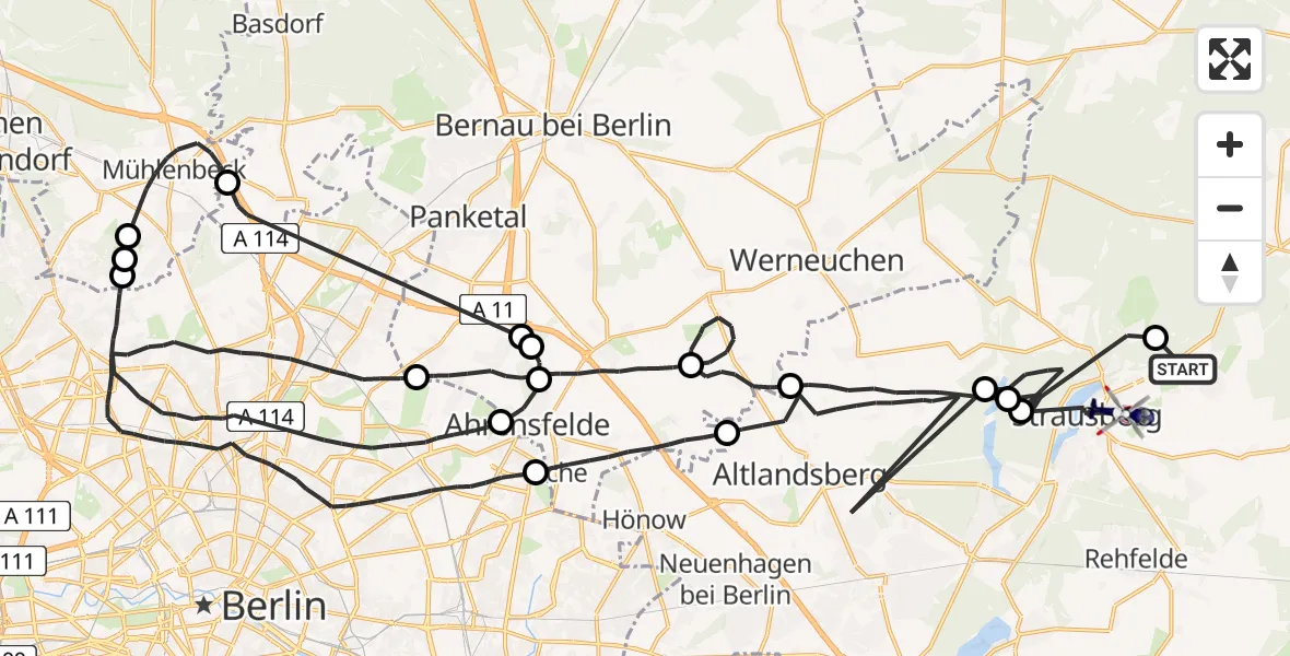 Flugroute Polizeihubschrauber Strausberg - Strausberg, 14 April 2026, 12:18