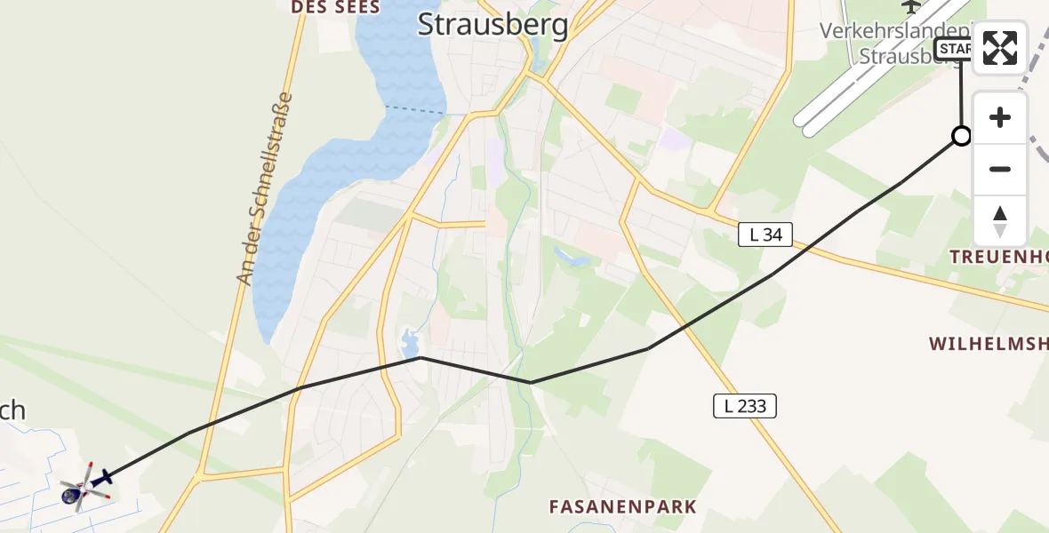 Flugroute Polizeihubschrauber Strausberg Flugplatz - Strausberg, 14 April 2026, 12:20
