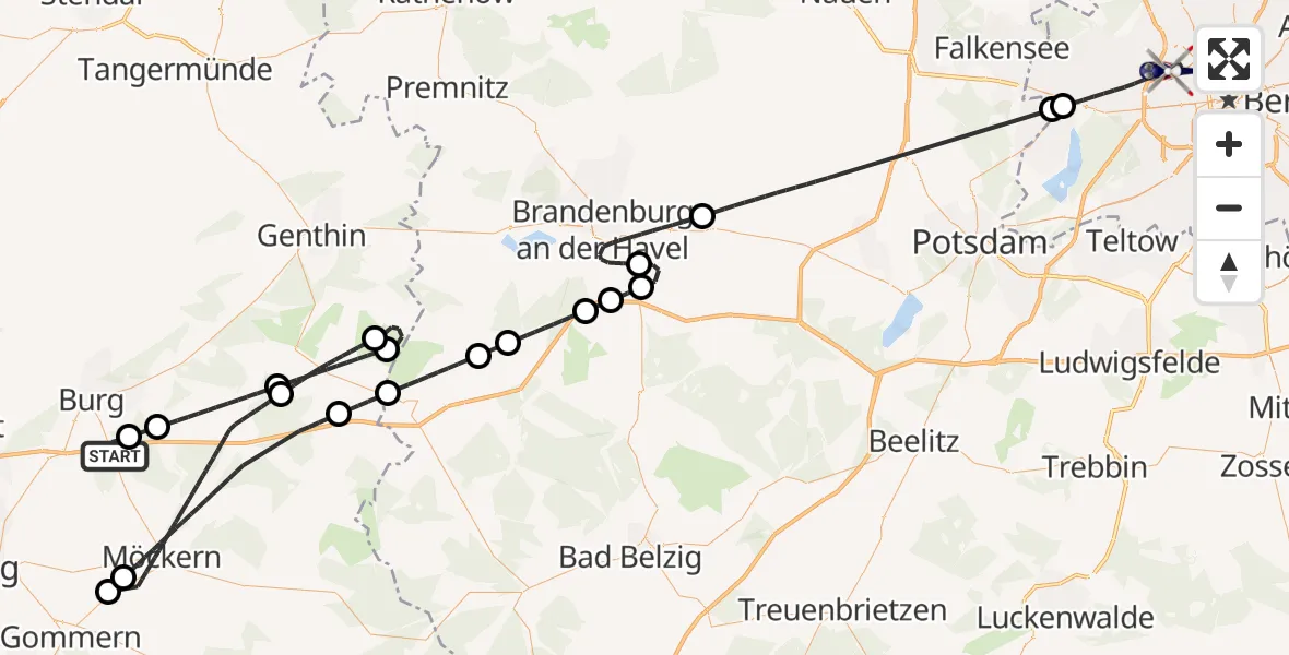 Flugroute Polizeihubschrauber Burg - Berlin, 14 April 2026, 12:21