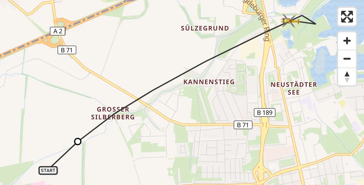 Flugroute Rettungshubschrauber Magdeburg Hospital - Magdeburg, 14 April 2026, 12:28